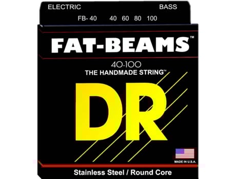 Jogo de Cordas Baixo Elétrico DR FB-40 FAT-BEAM (.040 - .060 - .080 - .0100 - Aço Inoxidável)