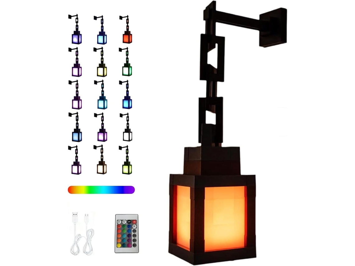 Luminária Noturna Pixel Lantern 16 Cores Controle Remoto Lâmpada Led