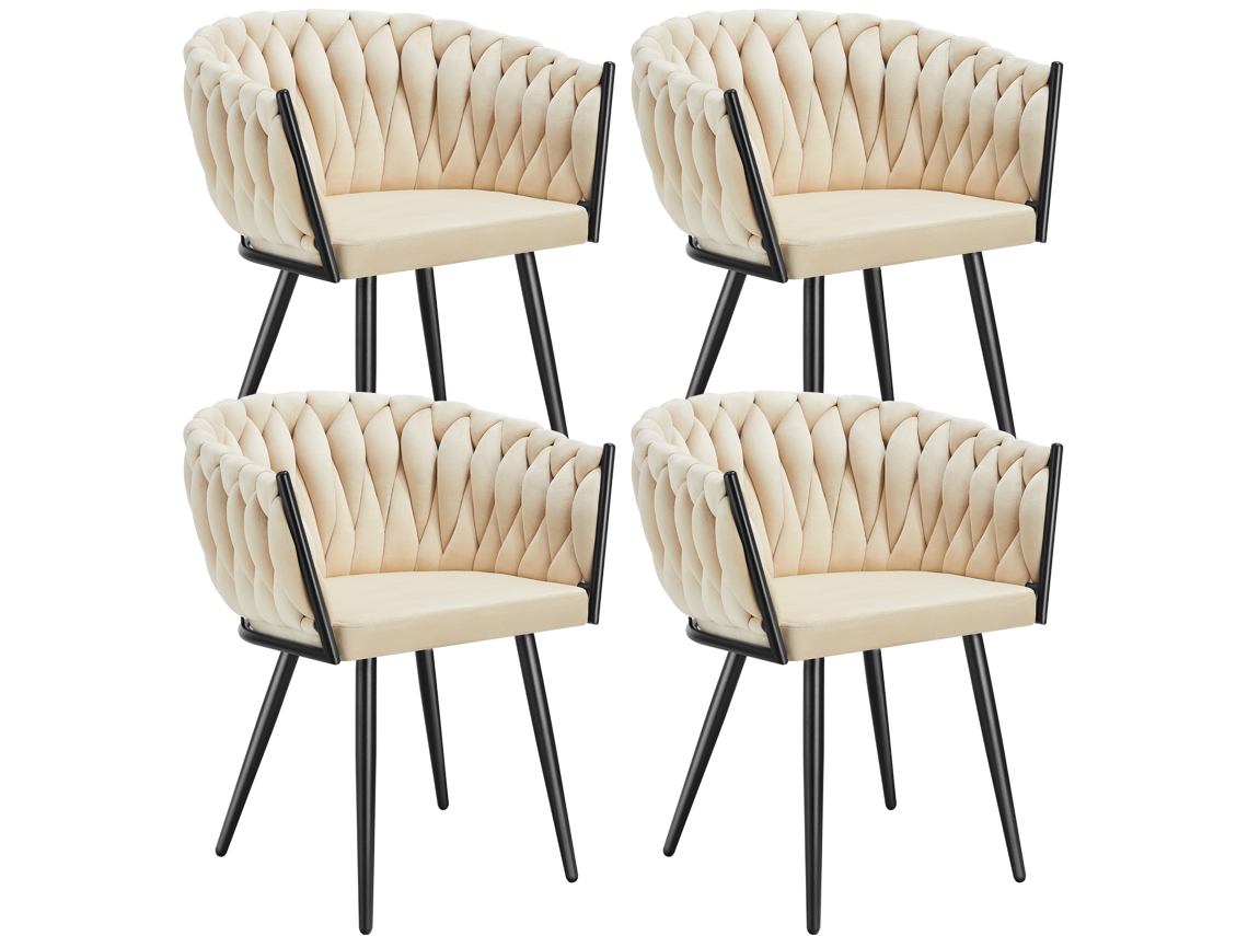 Cadeira de Jantar Astano Veludo Design de Nó TECTAKE