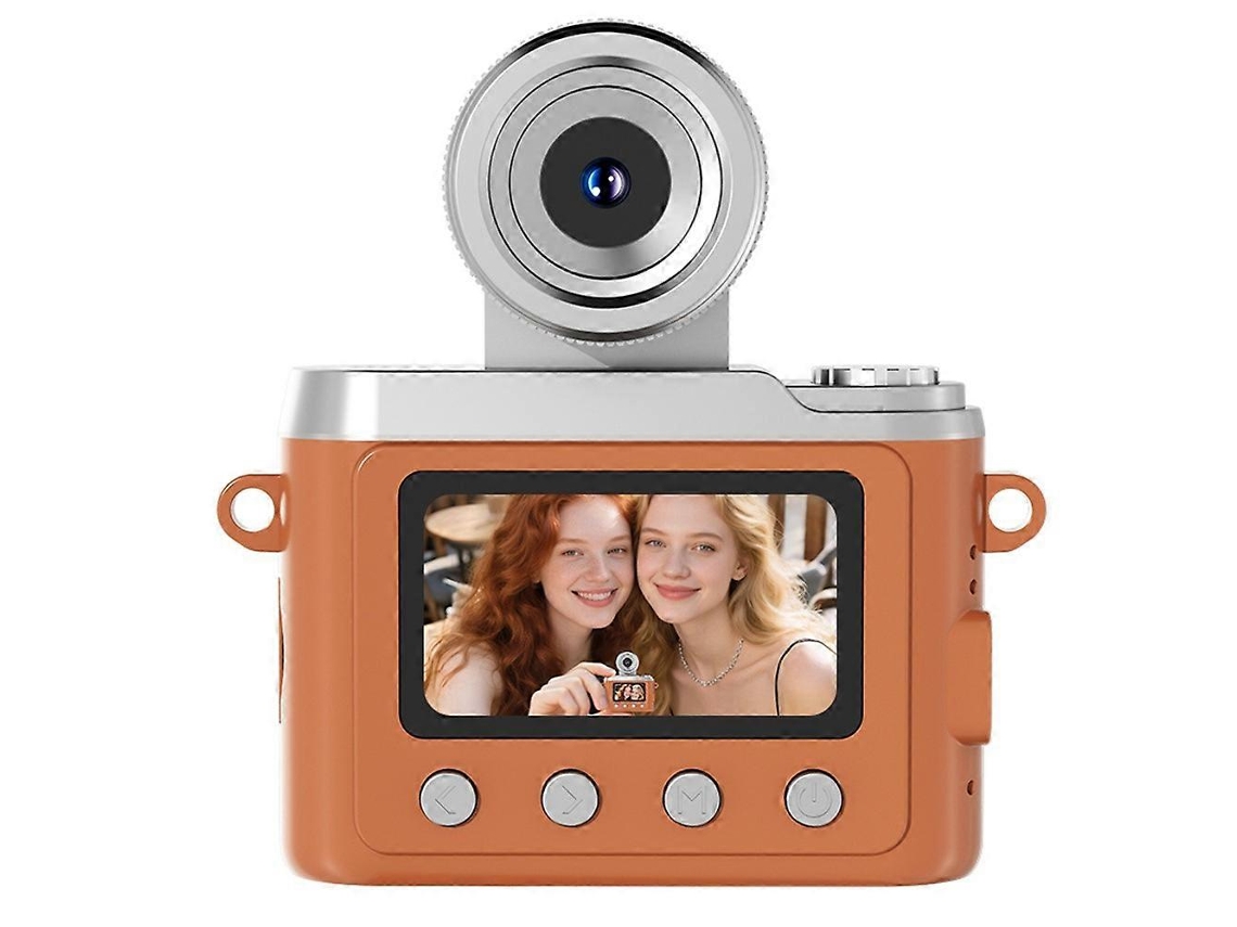 Mini Câmara Digital Compacta Com Lente Rotativa 180 Graus E Ecrã Ips De 1,47 Polegadas, Vídeo 1080p