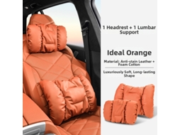 Conjunto de Almofadas de Apoio para Pescoço e Lombar HENTEN HOME Material de Couro Resistente a Manchas, Suporte Macio e Resiliente Laranja