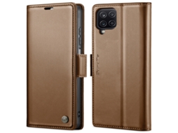 Capa Para Samsung Galaxy A12 5g Borboleta Fivela Litchi Textura De Telefone De Couro Rfid Antirroubo Marrom