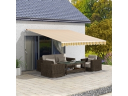 Toldo Manual Retrátil 350x250 Cm com Manivela Metal Impermeável e Anti uv para Jardim Terraço Janelas Cinza e Amarelo