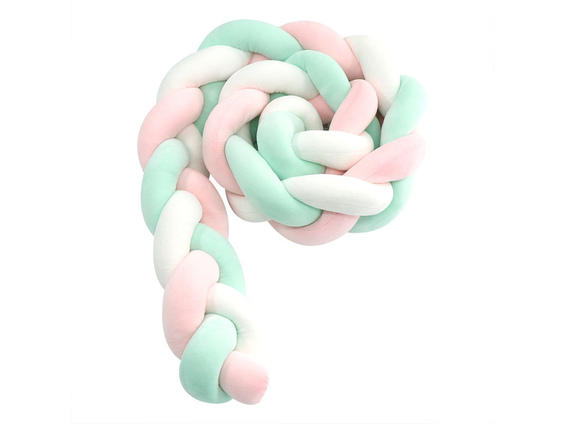Protetor De Berço Trançado De Três Fios, Prevenção De Colisões, 200 Cm Verde-rosa Hexinyigjly