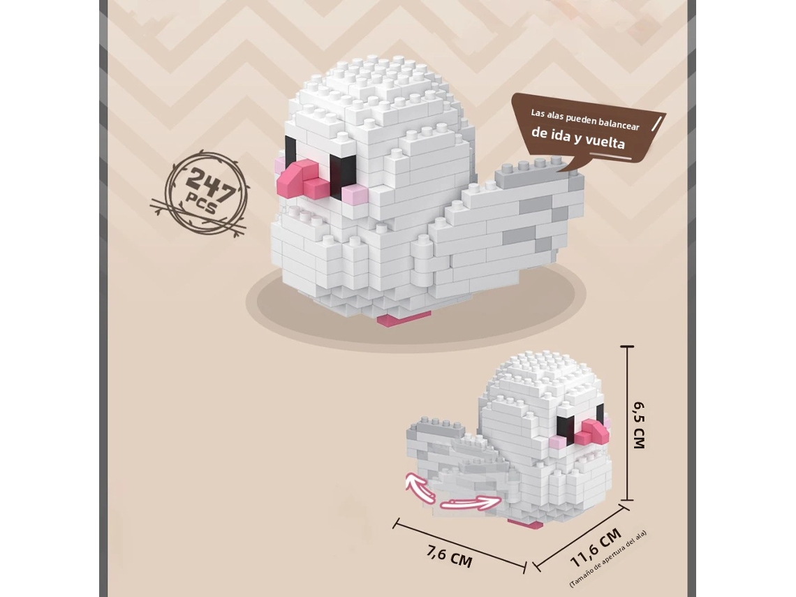 Brinquedo de Blocos de Montar 3d Mini Diamante para Adultos Mundo Animal Blocos de Construção em Abs MDUG (branco)