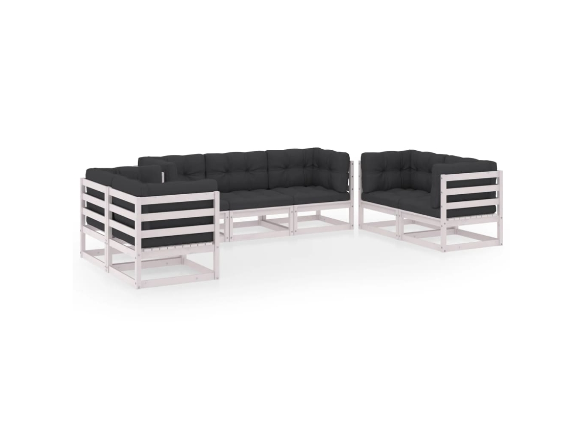 Conjunto de 7 Lounge de Jardim C/ Almofadões Pinho Maciço MAISON EXCLUSIVE