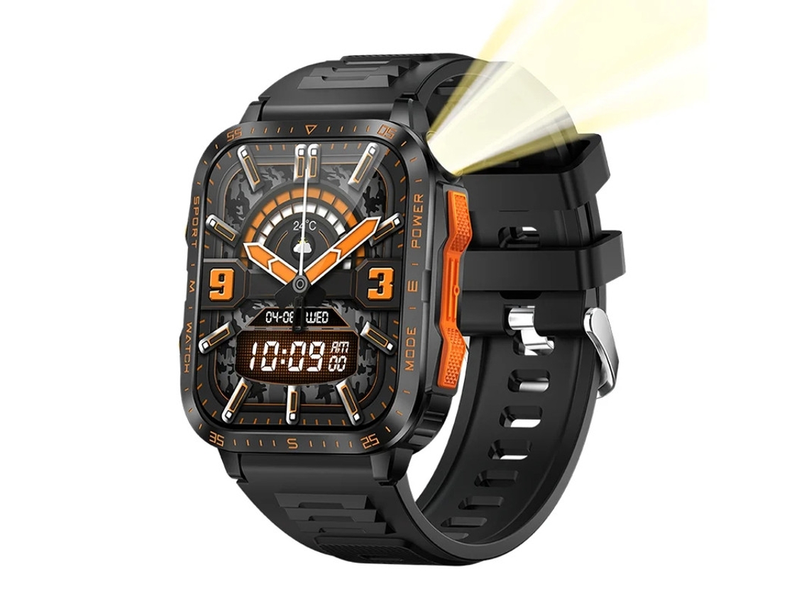 Smartwatch Kt79 Lanterna De Alto Brilho Chamadas Bluetooth Rastreador De Fitness Relógio Esportivo À Prova Dágua Laranja Yizhood