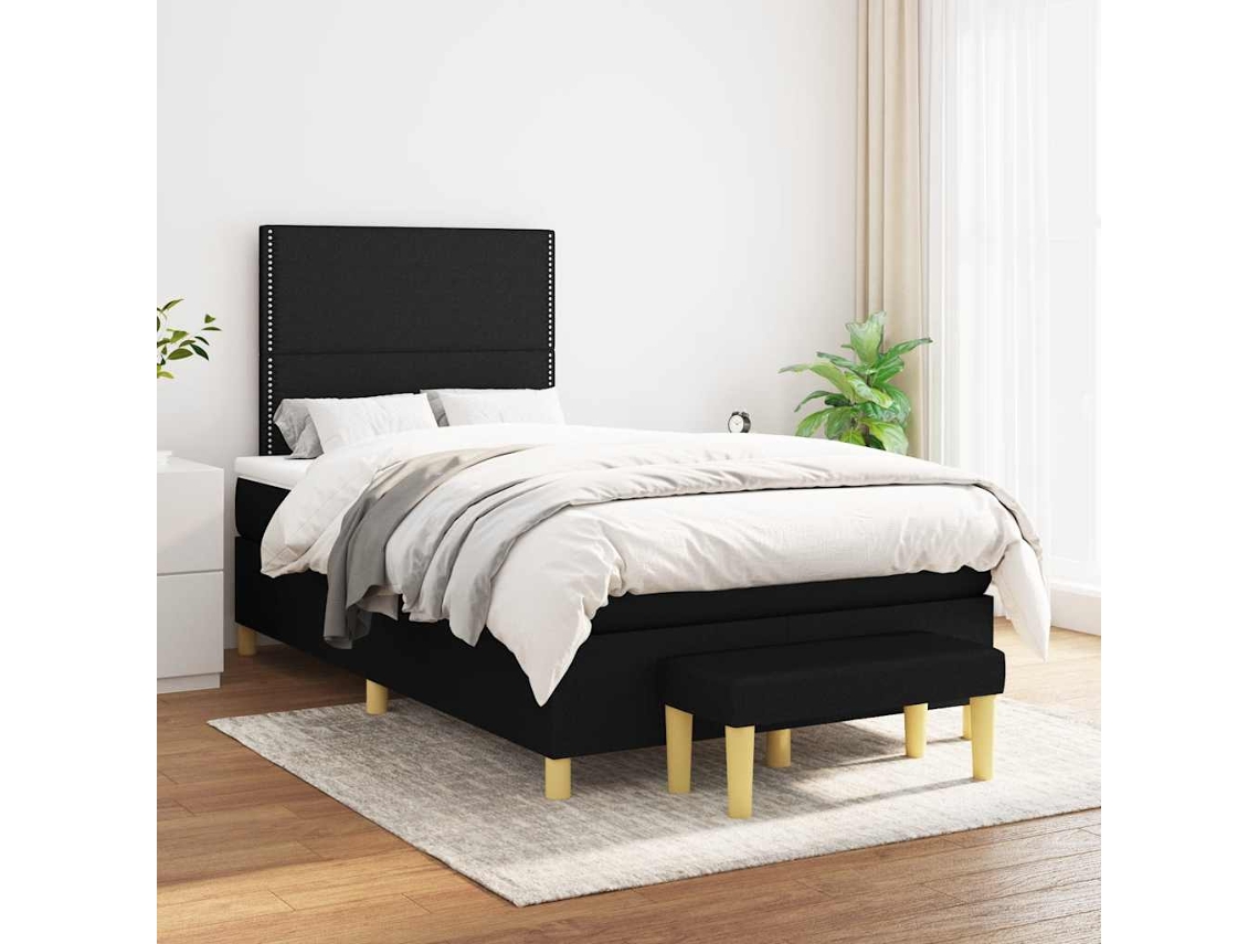 Vidaxl Cama Com Molas/colchão 120x200 Cm Tecido Preto