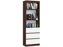 Estante Elegante R60 3 Gavetas 2 Portas - Wenge/branco - 60x180x35 Cm