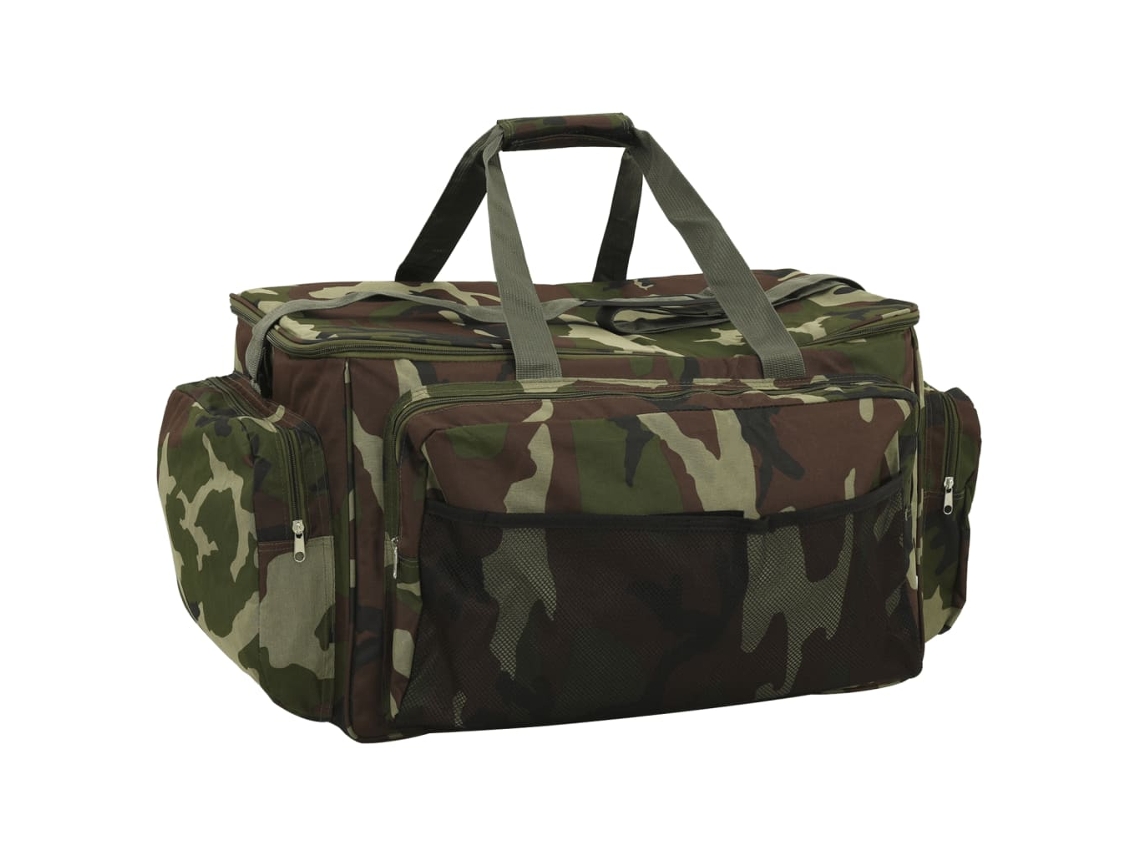 Vidaxl Saco De Pesca Impermeável Tecido Oxford Camuflagem Verde