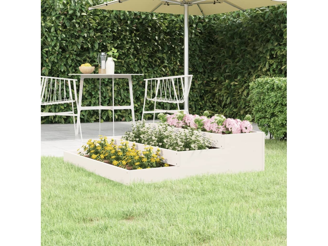 Vidaxl Vaso/floreira 107x107x27 Cm Pinho Maciço Branco