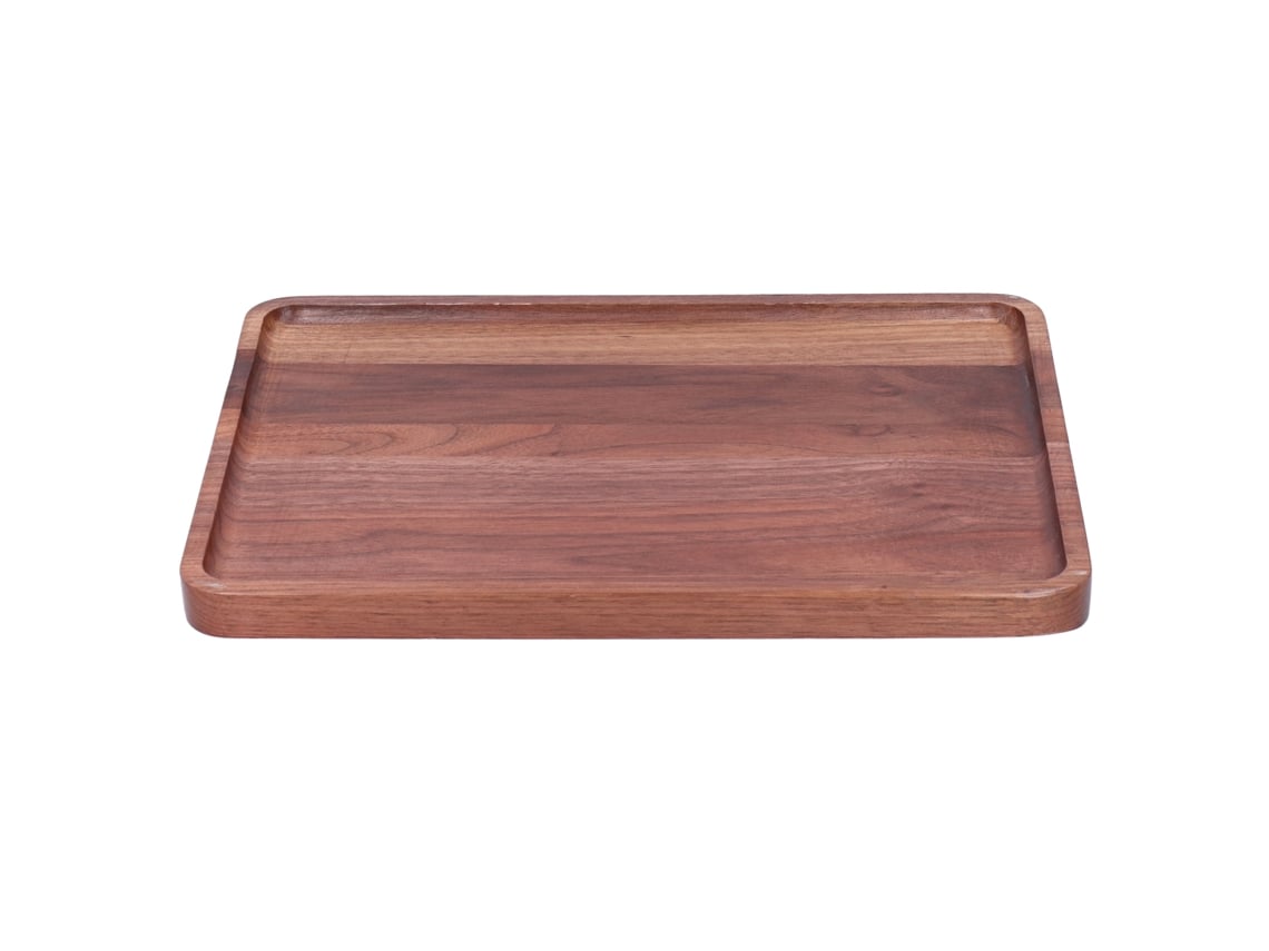 Prato de Madeira de Noz para Frutas, Sobremesas e Churrasco 34x23x2cm