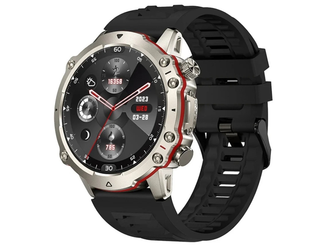 Smartwatch com Bluetooth, display AMOLED, à prova d'água, monitoramento de frequência cardíaca e pressão arterial.