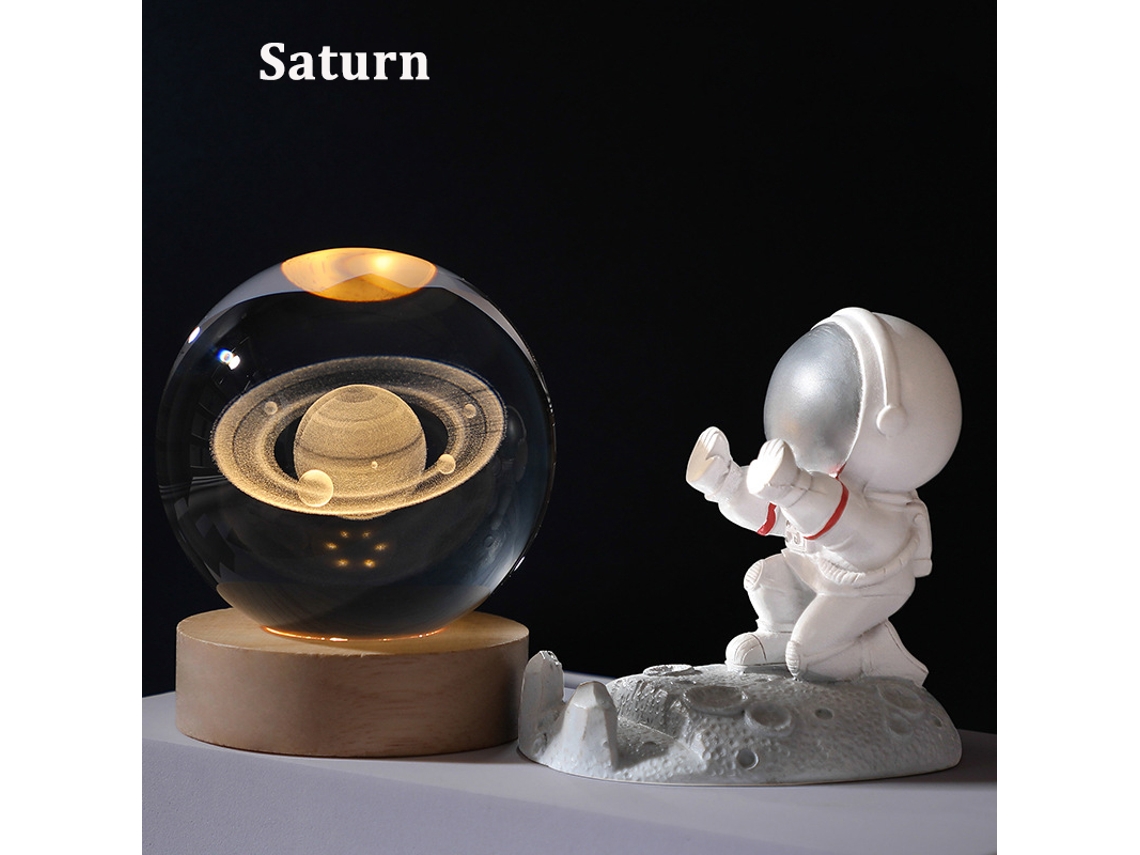 Luminária Noturna Led Usb Galaxy Crystal com Efeito Planetário 3d e Luz Lunar MDUG (saturn Modelo B)