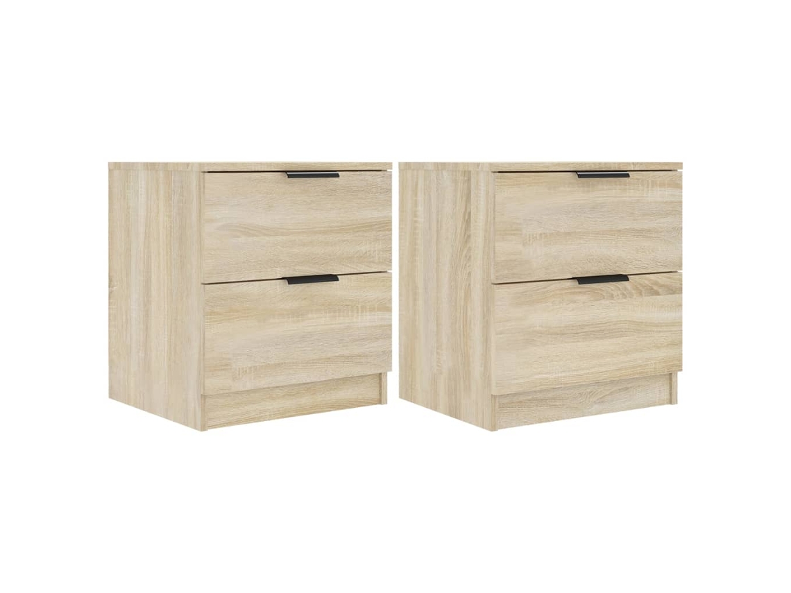 Conjunto de 2 Mesas Cabeceira Derivadas da Madeira Carvalho Sonoma MAISON EXCLUSIVE