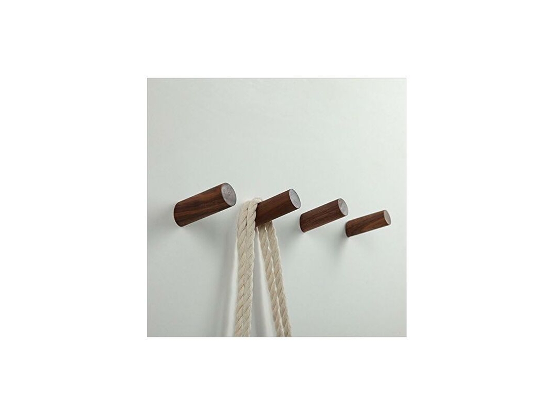 Ganchos De Parede De Madeira, Ganchos Para Roupa, Chapéus, Bolsas, Decoração, Porta De Entrada - 4 Peças Em Faia (castanho Nogueira, 6 Cm)