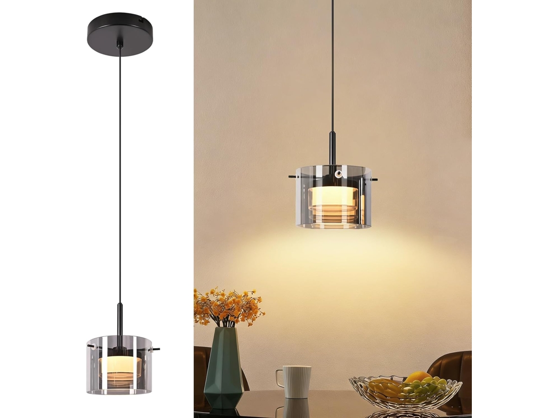 Lustre De Suspensão Vidro Led 1 Luz, Moderno Altura Ajustável 140 Cm Para Mesa Jantar