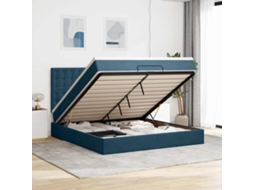 Vidaxl Estrutura Cama Otomana Colchões 180x200 Cm Veludo Azul Escuro