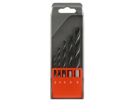 Conjunto de brocas para madeira Boxbrico, 5 peças, 3,8 mm de diâmetro, com estojo. Broca para madeira dura e macia.
