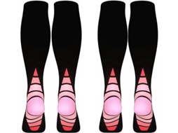 Meias De Compressão Para Mulheres E Homens(2 Pares), Meias De Suporte Para Corrida, Voo, Esportes E Viagens(rosa, Tamanho G/gg)