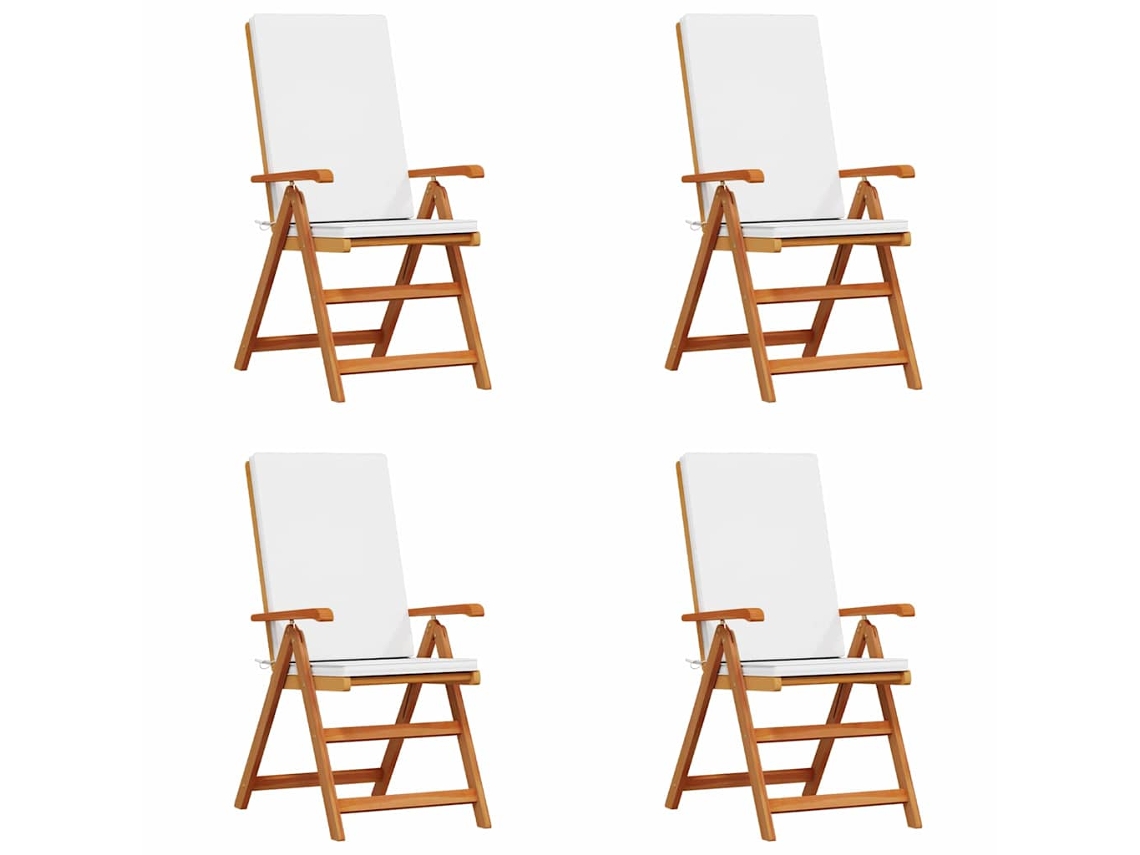Conjunto 4 Cadeira Moderna Vidaxl Castanho Madeira De Teca Maciça (57 X 71,5 X 104 Cm)