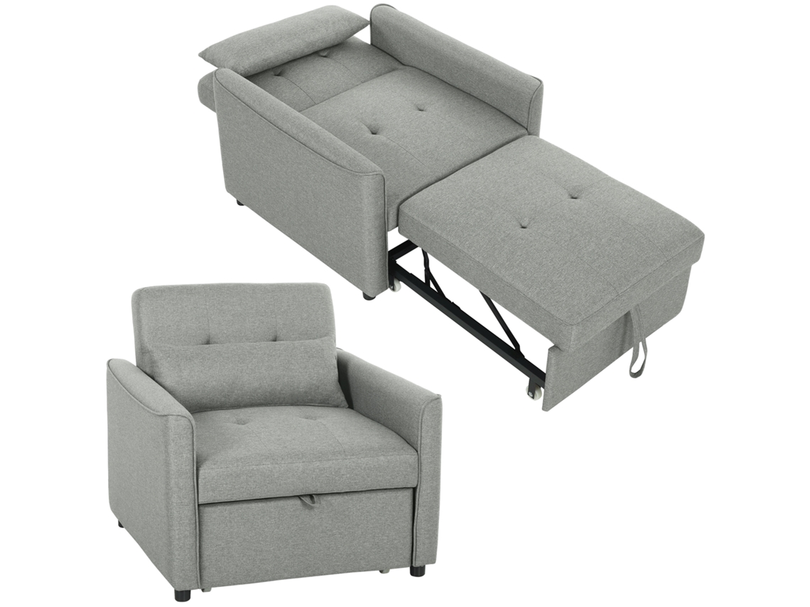 Sofá cama em 3 1. Sofá cama Catifável com Encosto Ajustável. Cinza