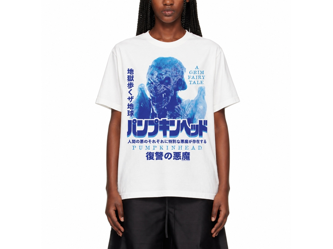 Rockinstone Pumpkinhead Movie Kanji Poster White Adult T-shirt Size:s