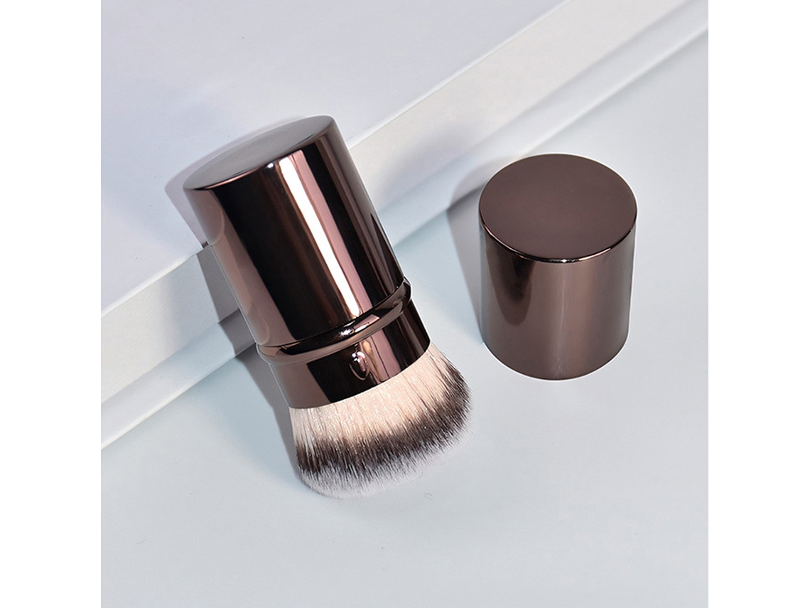 1 Pincel Retrátil Para Blush, Pincel Kabuki Para Base, Pincel Macio E Fofo Para Contorno Em Pó Solto