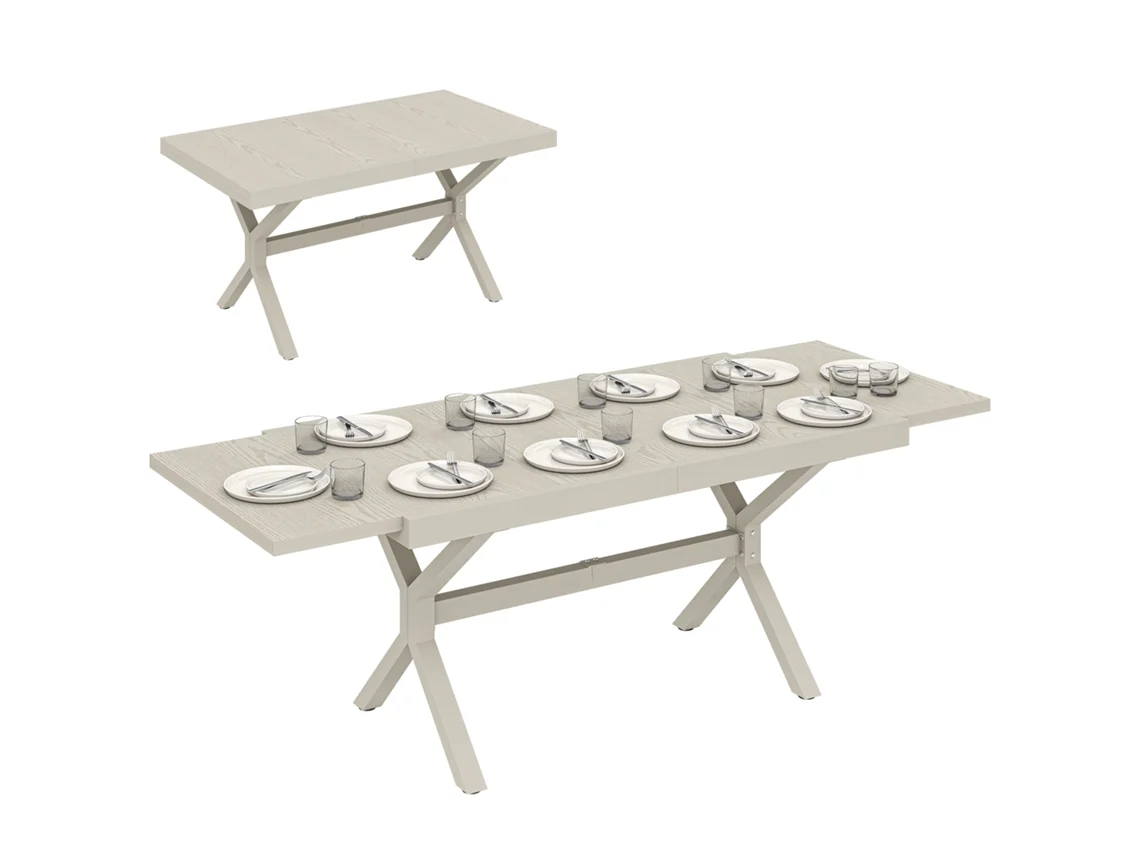 Mesa de jardim extensível com superfície de alumínio 154/214x85 cm ZENCORE SERVICES cinza claro
