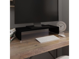 Vidaxl Suporte De Tv/monitores Em Vidro Preto 60x25x11 Cm