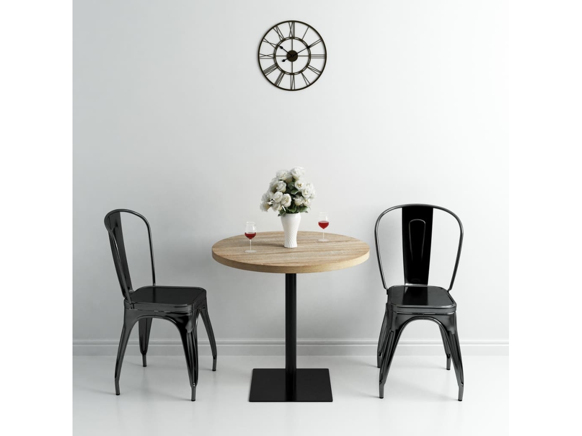 Vidaxl Mesa Bistrô Mdf E Aço Redonda 80x75 Cm Cor De Carvalho