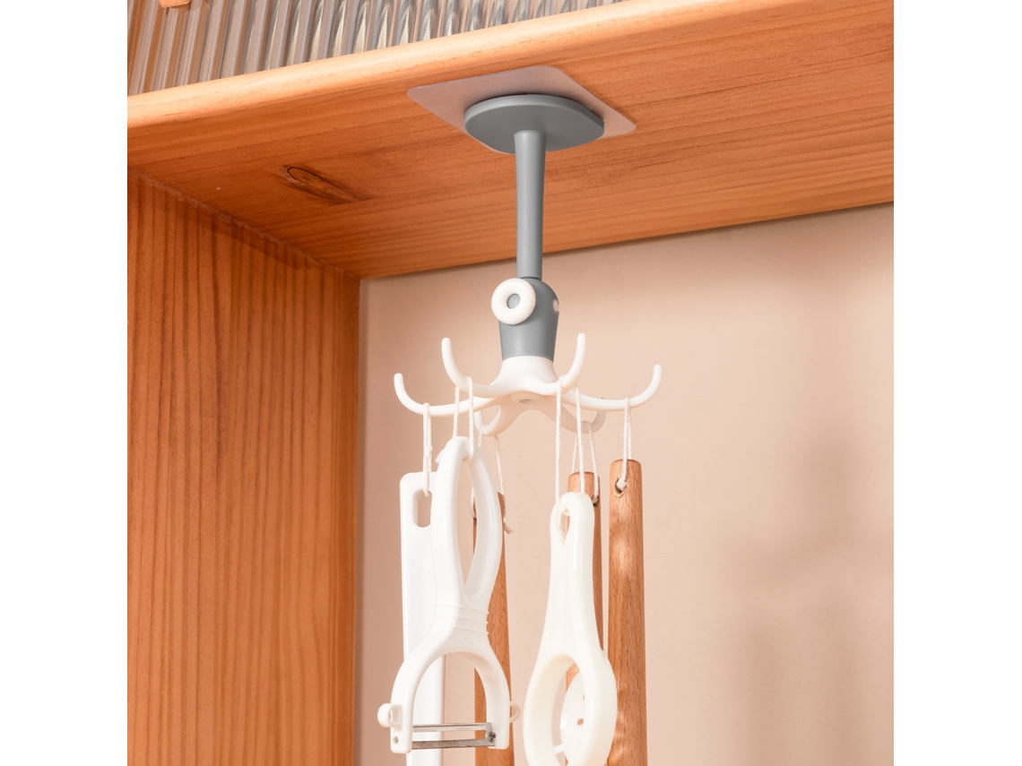 Rotating Hook Storage Rack Twilight White No Drilling Multifunctional Eoocoo