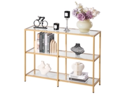 Mesa De Consola Em Vidro Vevor Com 3 Pisos, Mesa De Apoio, 100 X 30 X 72,9 Cm, Dourada