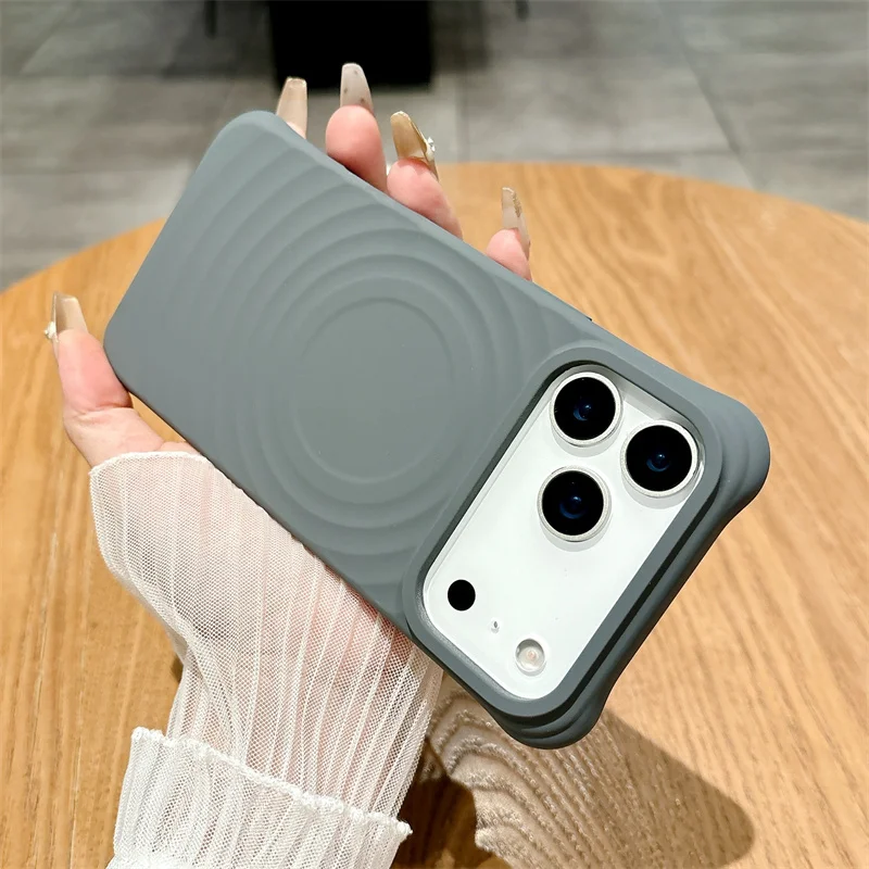 (cinza, Iphone 14 Pro) Capa Protetora Magnética De Silicone Líquido Para Carregamento, Resistente A Quedas E Com Toque Suave.