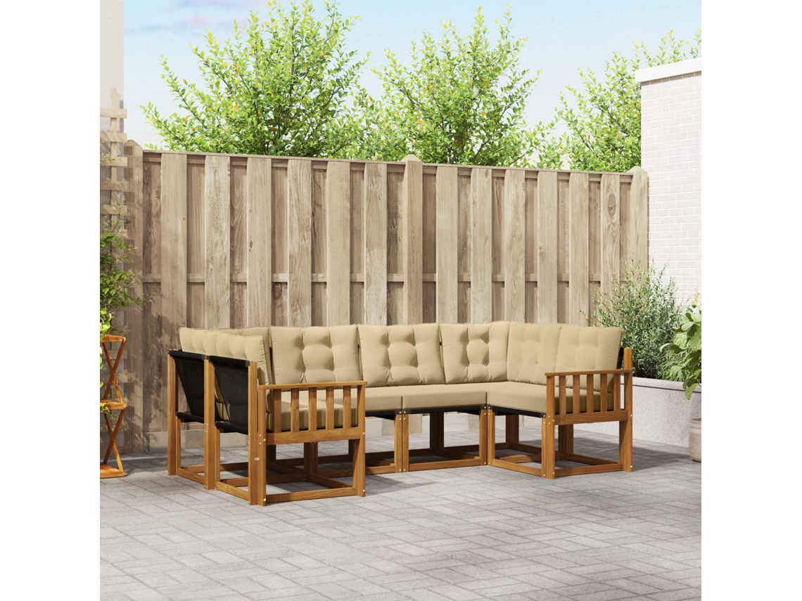 Vidaxl Conjunto De Sofás Para Exterior 6 Pcs Natural E Bege