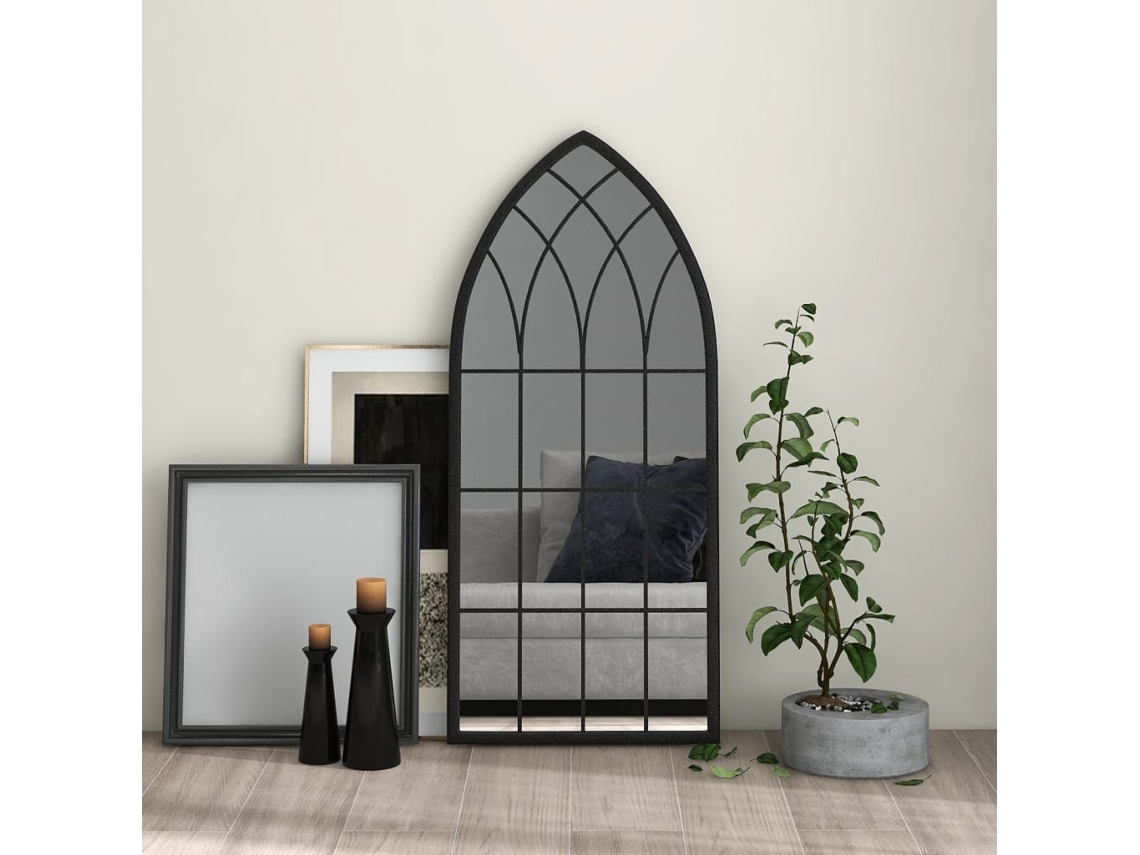 Vidaxl Espelho Em Ferro P/ Uso No Interior 100x45 Cm Preto