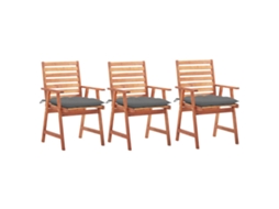 Vidaxl Cadeiras De Jantar P/ Jardim 3 Pcs C/ Almofadões Acácia Maciça