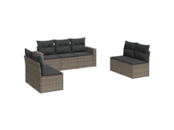 Maison Exclusive - 7 Pcs Conjunto Sofás P/ Jardim C/ Almofadões Vime Pe Cinzento