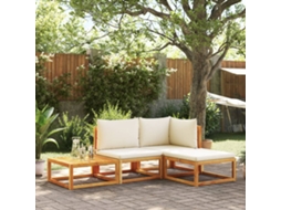 Vidaxl Conjunto De Sofás De Jardim Vidaxl De 4 Peças Com Almofadas De Madeira De Acácia E Corda