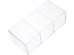 Organizador Porta Canetas Transparente em Acrílico com 3 Compartimentos para Pincéis de Maquiagem e CHABERLU