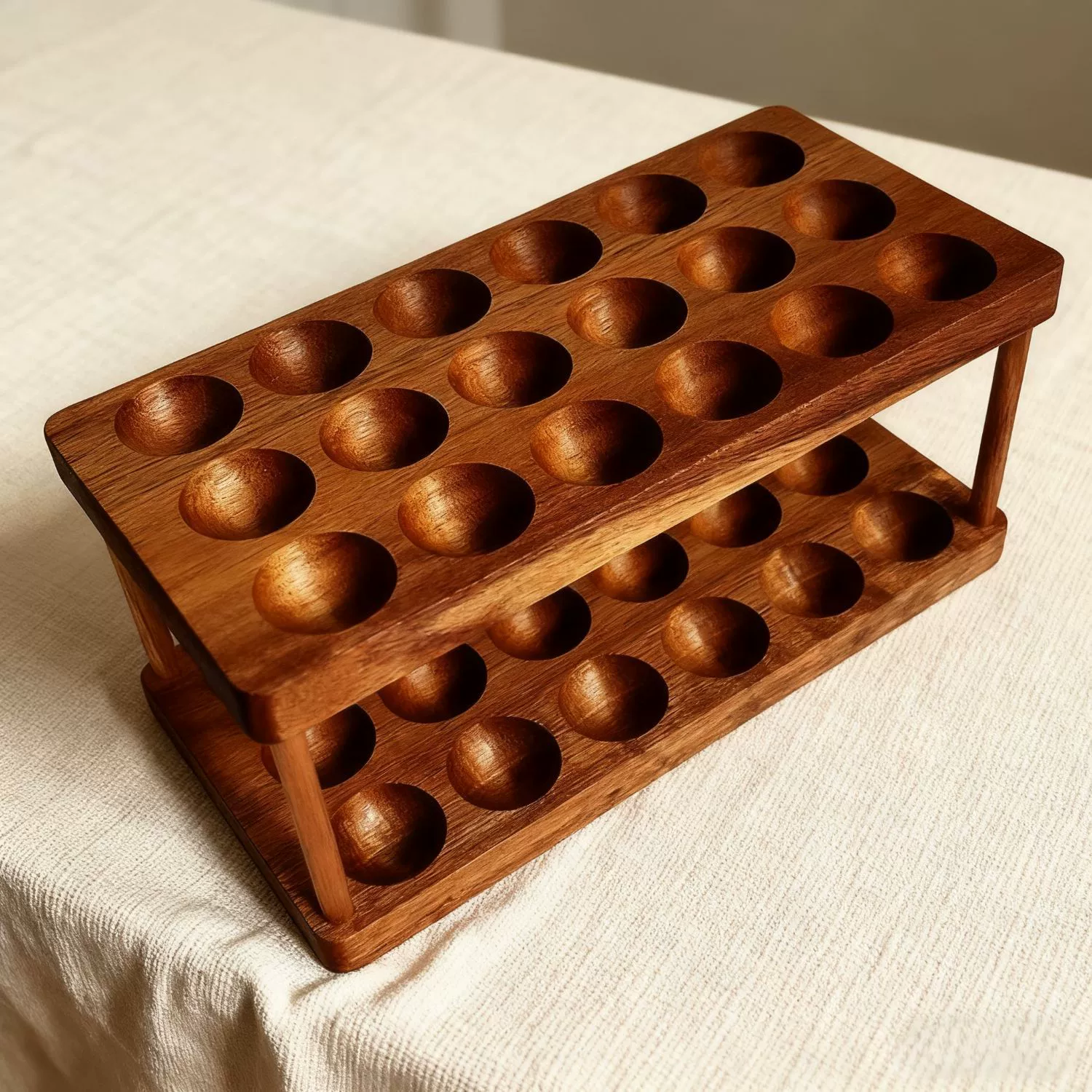 Suporte Ovos Madeira 2 Andares Bandeja Ovos Madeira Suporte Balcão Cozinha Exibição