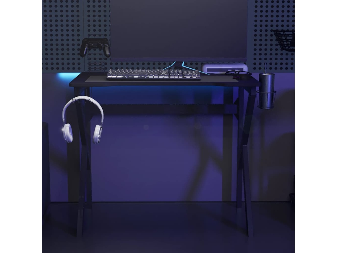 Vidaxl Secretária De Gaming C/ Pernas Em Forma De K 90x60x75 Cm Preto