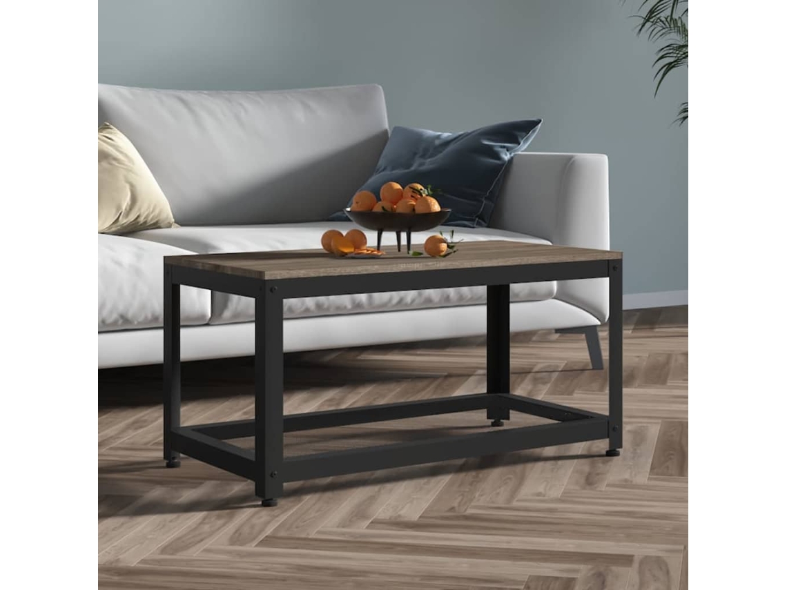 Vidaxl Mesa De Centro 90x45x45 Cm Mdf E Ferro Cinzento E Preto