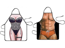 Juego de Delantales Divertidos para Parejas, Delantal de Cocina Sexy Muscle Nerd para Hombres Y Mujeres, Regalo de Barbacoa Y Fiestas
