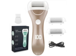 Lixa Elétrica para os Pés, Recarregável Via Usb, com Visor e 3 Cabeças de Substituição. MDUG (dourado)