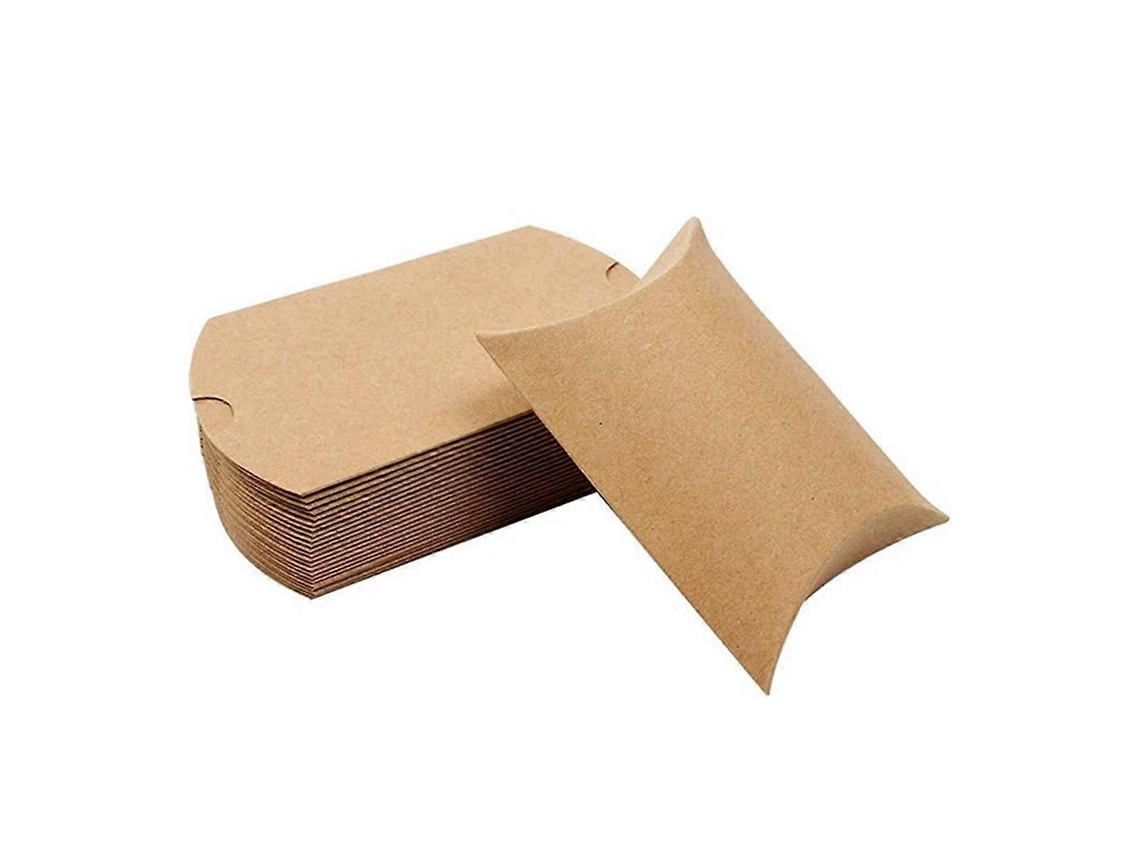 Caixas De Almofadas De Papel Kraft Com 100 Unidades, Caixas De Doces Com Barbante, Pacote De Presente De Casamento De Natal E Halloween Hengjian