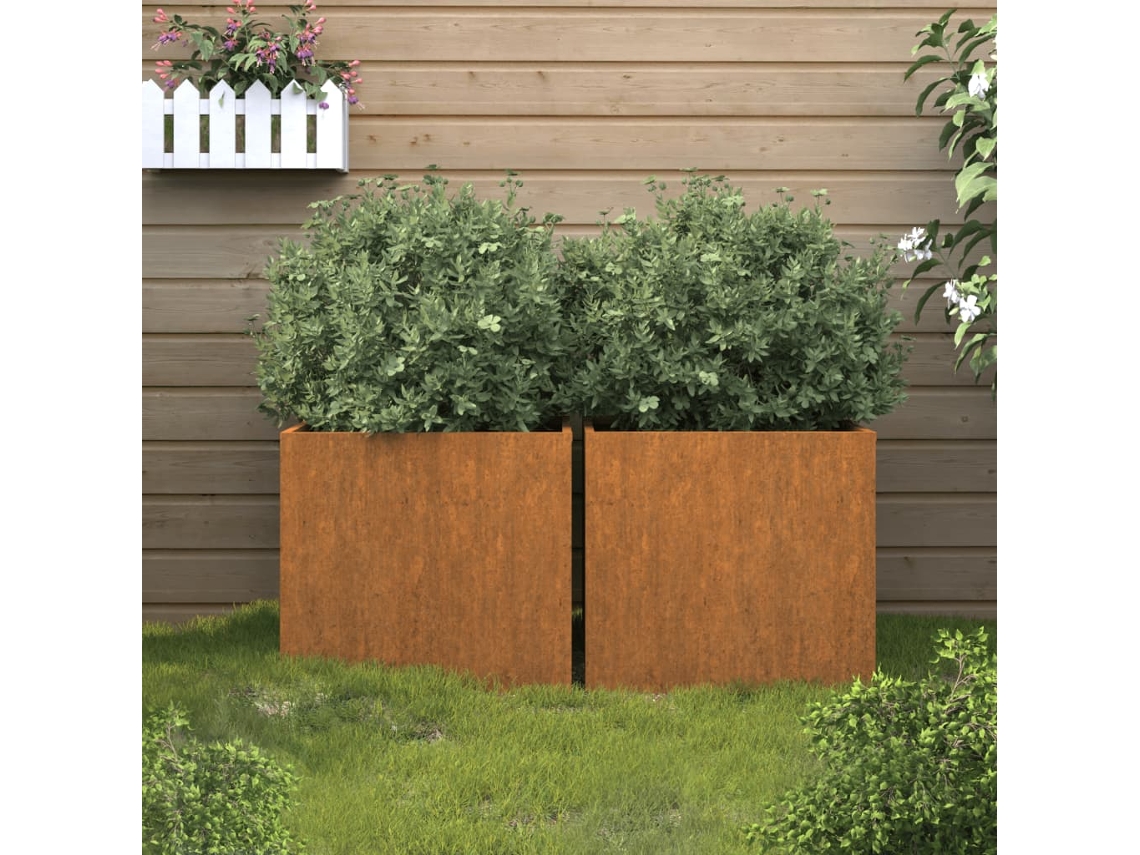 2 Pcs Floreirasvasocaixa 42x40x39 Cm Aço Corten Lovely Home