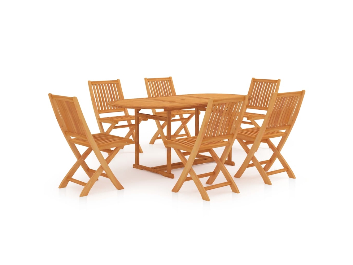 Conjunto de Jantar de 7 para Jardim Madeira de Teca Maciça MAISON EXCLUSIVE