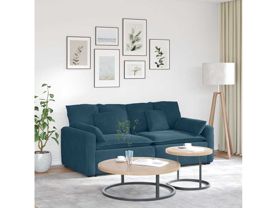 Vidaxl Sofá Modular Com Almofadas Azul