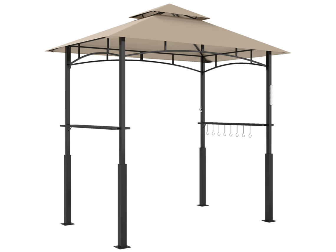 Gazebo de Churrasco Dois Andares, Toldo, Iluminação Led, Cáqui SINI TECH STORE